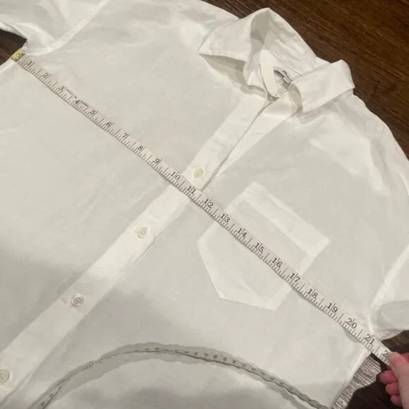 NWT Madewell Women's Sz S White Shirred Button-Up Shirt in Linen-Cotton NV186 - Picture 6 of 10
